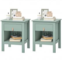 HOMCOM Lot de 2 tables de chevet avec tiroir et compartiment ouvert, 45 x 40 x 55 cm, vert