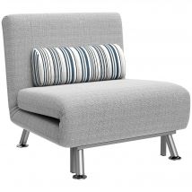 HOMCOM Fauteuil convertible 3 en 1 chauffeuse lit 1 place avec coussin gris