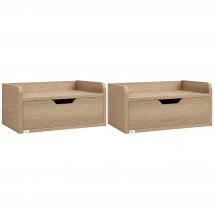HOMCOM Lot de 2 tables de chevet murales tables de nuit suspendues tiroir plateau aspect bois dim. 40L x 30l x 19,5H cm