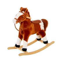 HOMCOM Schaukelpferd ab 3 Jahre Schaukeltier Spielzeug Wiehern Braun 74x28x65cm für Kinder   Aosom.de
