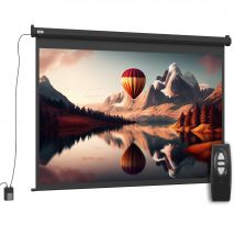 HOMCOM Projektorleinwand 84 Zoll, 4:3 4K HD motorisierte und elektrische Leinwand, Fernseh- und Heimkino-Projektionsleinwand, Wand- oder Deckenmontage, Bedienfeld und Fernbedienung   Aosom