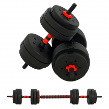 HOMCOM Haltère musculation ensemble d'haltères 25 Kg 2 en 1 haltère réglable pour I'exercice de gymnastique à domicile poids ajustable HDPE noir