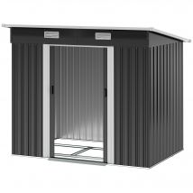 Outsunny Abri de Jardin Métal 2,3 m² 207 x 130 x 182 cm Abri de Jardin avec Toit en Pente Fenêtre Fond Noir