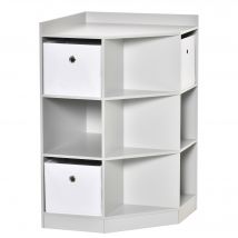 HOMCOM Kinderregal Eckregal mit 3 Aufbewahrungsboxen Kinderzimmer Spielzeugablage für 3-12 Jahre Kinder Grau 57,4 x 57,4 x 94 cm   Aosom