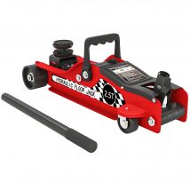 HOMCOM Cric hydraulique, cric de manœuvre extra plat charge max 2500 kg, plage de levage 80-360 mm, 53 x 20,5 x 17,5 cm, rouge