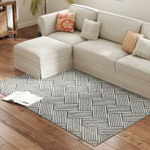 HOMCOM Tapis salon 170 x 120 cm poils courts lavable en machine hypoallergénique pour salon, chambre à coucher, bureau, gris