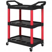 HOMCOM Chariot d'atelier à 3 niveaux avec poignée latérale pour garage, entrepôt, outils de bricolage, charge 91 Kg, noir