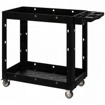 HOMCOM Chariot d'atelier servante atelier à 2 niveaux avec poignée latérale pour garage, entrepôt, outils de bricolage, noir