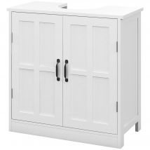 kleankin Meuble sous lavabo salle de bain meuble sous vasque avec double porte et étagère réglable, 60x30x60cm, blanc