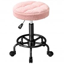 HOMCOM Rollhocker höhenverstellbar Drehhocker 50-66 cm Arbeitshocker 360° drehbar Bürohocker Hocker für Büro Salon Massage Spa Rosa   Aosom
