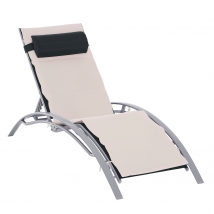 Outsunny Chaise Longue Relax Blanche Dossier Ajustable avec Coussin Confort pour Extérieur   Aosom France