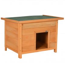 PawHut Niche pour Chien en Bois Massif Toit Ouvert Imperméable Résistant aux Intempéries 85 x 58 x 58 cm