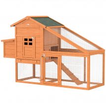 PawHut Poulailler cottage cage à poules sur pied multi-équipement bois massif pin pré-huilé 179 x 67 x 115 cm orange