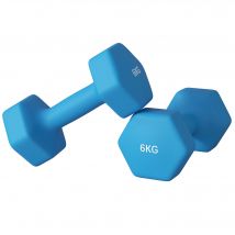 SPORTNOW Set 2 Hexagonale Hanteln 2x6 kg aus Metall und Kunststoff, 2 Hantelgewichte mit rutschfestem Griff, 22x10x10 cm, Blau   Aosom