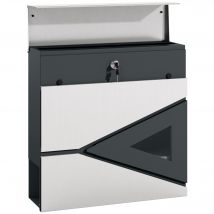 HOMCOM Wandbriefkasten aus verzinktem Stahl, abschließbarer Außenbriefkasten, 2 Schlüssel inklusive, mit Fenster, Montagematerial, einfach zu installieren, 37 x 11 x 37 cm, Silber   Aosom