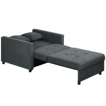 HOMCOM Einzelschlafsessel mit 2 Kissen und Stauraum, Einzel-Schlafsofa für Wohnzimmer aus Samtstoff und Metall, 100x98x88 cm, Grau   Aosom
