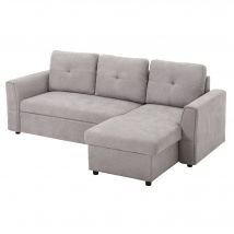 HOMCOM Canapé-lit 3 places avec fonction lit, Canapé-lit avec chaise longue, Canapé rembourré, Gris