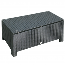 Outsunny Garten Beistelltisch Couchtisch aus wetterfestem Polyrattan Schwarz 85x50x39cm für Balkon Terrasse   Aosom.de