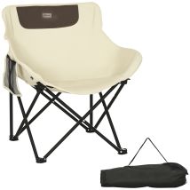 Outsunny Chaise de camping chaise pliante avec sac de transport et pochette latérale compact ultra légère 61l x 54P x 66H cm beige   Aosom France