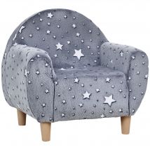 AIYAPLAY Kindersternensofa mit leuchtenden Sternen im Dunkeln Kinder-Sofa von 18-36 Monaten Weicher Samt 45 kg Tragfähigkeit Grau   Aosom