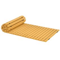 Outsunny Allée chemin de jardin en lattes de bois enroulable - bois massif de pin 185 x 60 cm   Aosom France