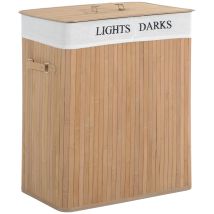 HOMCOM Wäschekorb 100L Wäschebox mit Deckel, Segeltuchsack aus Bambus, Natur, 52x32x63cm, ideal für Wäschesammlung   Aosom.de