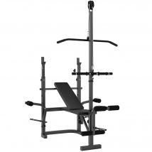 SPORTNOW Banc de Musculation avec Support de Barre Ajustable Extension de Jambes Pupitre à Biceps et Papillon pour Gym