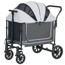 PawHut Chariot pour chiens Hundebuggy pliable pour chiens & chats jusqu'à 30 kg 110 x 65 x 102 cm Gris foncé