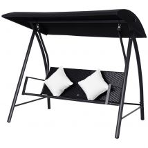 Outsunny 3-Sitzer Hollywoodschaukel Polyrattan Metall mit Kissen belastbar bis 360kg, elegant und bequem, für Garten & Terrasse   Aosom.de