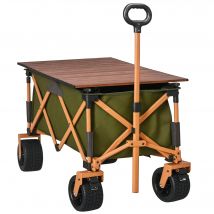 Outsunny Bollerwagen  Faltbarer Transportwagen mit Griff, Strandwagen, Gartenwagen mit Klapptafel, bis 120 kg, Grün  Aosom