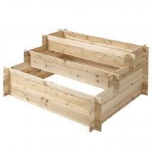 Outsunny Jardinière en Bois d'Épicéa à 3 Niveaux, Cassetta per Orto Rialzato da Esterno, 120x100x54cm