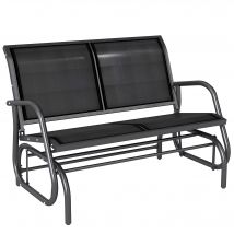 Outsunny Schaukelstuhl 2-Sitzer Gartenbank Gartenschaukel Sitzbank Parkbank Metall Gartenmöbel Schwarz 120 x 70 x 88 cm   Aosom