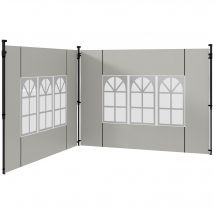 Outsunny Set 2 Pareti Laterali per Gazebo 3x3 m e 3x6 m con Finestre, in PE e Plastica, 293x193 cm, Blanc