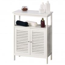 kleankin Mobile Salle de Bain Gain d'Espace, Meuble de Salle de Bain avec 2 Étagères et Armoire en MDF Imperméable, 60 x 30 x 81.6 cm, Blanc