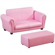 HOMCOM Kindersessel mit Fußhocker  Rosa Kindercouch & Hocker, Bequemes Sofa Sessel Set, 83x42x41cm  Aosom