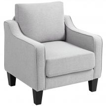 HOMCOM Fauteuil Moderne en Tissu avec Rembourrage Épais et Ressorts Ensachés, 77x77x86 cm, Gris