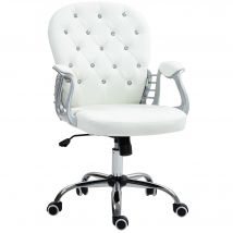 Vinsetto Chaise de Bureau, Chaise de Bureau Ergonomique avec Accoudoir, Dossier Rembourré Blanc
