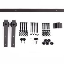 HOMCOM Kit de Herraje para Puerta Corredera de Madera 200 cm Accesorios Guía de Riel Acero al Carbono Carga 90 kg Marrón   Aosom España
