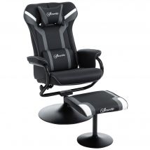 Vinsetto Relaxsessel mit Hocker, Fernsehsessel und Gaming-Liegesofa, 130° neigbar, Schwarz-Grau, 67 x 82,5 x 103 cm für Komfort & Entspannung   Aosom.de