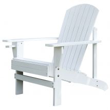 Outsunny Adirondack Gartenstuhl mit Becherhalter Gartenliege Balkonstuhl Tannenholz Weiß 97 x 72,5 x 93 cm   Aosom