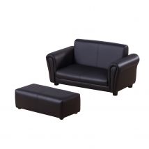 HOMCOM Kindersessel mit Fußhocker Kindercouch & Hocker Set in Schwarz, gemütliches Sofa für Kinder 83x42x41cm   Aosom.de