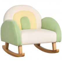 HOMCOM Schaukelstuhl Kindersofa kuscheliger Kindersessel Eukalyptusholz in Lammfellimitat grün ab 3 Jahre ideal für Kinderzimmer   Aosom.de
