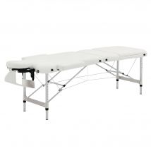 HOMCOM klappbare Massageliege höhenverstellbar mit Kopfkissen für Salon & Spa, Kunststoff & Alu, Weiß, 215 x 60 x 61-84 cm   Aosom.de