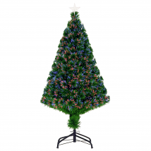 HOMCOM Weihnachtsbaum künstlicher Christbaum 120 cm mit LED Lichtfaser Farbwechsler und Metallständer grün für festliche Dekoration   Aosom.de