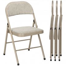 HOMCOM Klappstuhl Campingstuhl mit Gepolsteter Rückenlehne, Klappbar Bürostuhl mit Stahlrahmen, Küchenstuhl mit Polster bis 120 kg belastbar für Gäste, Büro, Camping, Beige   Aosom