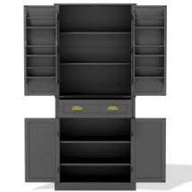 Küchenschrank Moderner schwarz 182 cm mit Stauraum 4 Türen 1 Schublade 6 Staufächer 4 verstellbare Ablagen 80x40x182 cm   Aosom.de