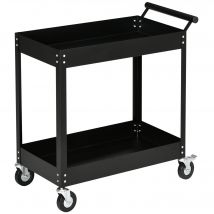 DURHAND Chariot desserte d'atelier 2 plateaux sur roulettes avec poignée charge max. 150 kg 84,5 x 38 x 84 cm acier noir