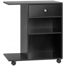 Vinsetto Druckertisch, Druckerständer, Bürowagen, Rollwagen mit Schublade+2 Ablagen+CPU-Ständer, Spanlatte, Schwarz, 60 x 40 x 68,5 cm   Aosom
