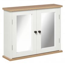 Kleankin Armoire Murale Miroir Salle de Bain en Bois 2 Niveaux à Étagère Réglable   Aosom France