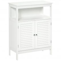 kleankin Badschrank Badmöbel Badezimmerschrank Nachtschrank Küchenschrank Mehrzweckschrank Holz Weiß MDF 60 x 30 x 81,6 cm   Aosom